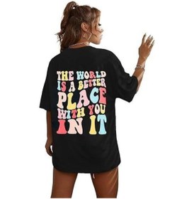 Resim Tua Moda Bisiklet Yaka Baskılı T-shirt - Siyah Siyah 