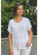 Resim Büyük Beden Beyaz Minnoş Bluz Beyaz 