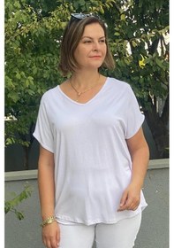 Resim Büyük Beden Beyaz Minnoş Bluz Beyaz 