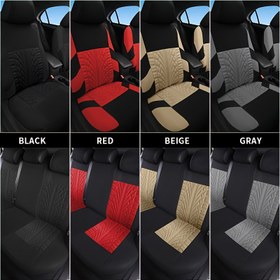 Resim Şık 5 Koltuklu Araç Kılıfı - Kabartmalı Poliester ve Lastik Detaylı, Makinede Yıkanabilir - Otomobil, SUV ve Kamyonetler İçin Uygun (Siyah, Kırmızı, Bej, Gri) | Araç Koltuğu Koruma | Şık Koltuk Kılıfları | Poliester Koltuk Kılıfları 
