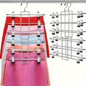 Resim 6 Katlı Metal Etek Askısı Organizatörü - 360° Dönebilen Kancalarla Pantolon ve Etikler için Pratik Depolama Çözümü, Dolap Organizeri | 360 Derece Dönen Kanca, Etek Organizatörü, Asma. Cadılar Bayramı Kostümleri: Tek bir askıyla asılabilen farklı kombinasyonlar 