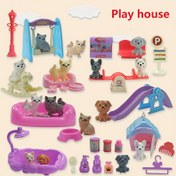 Resim Çocuk Oyun Evi Oyuncak Sahnesi Köpek Kedi Evcil Hayvan DIY Oyuncak Seti/Çeşitli Fırsatlarda Hediye Vermek İçin Uygun 