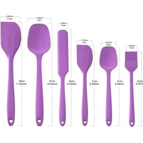 Resim 6 Lı Silikon Spatula Fırça Servis Takımı Yanmaz Yapışmaz Fırçası Kaşık Bıçak Spatula Seti Mor 