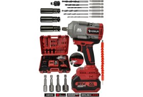 Resim Assur 21V 1100 NM Torklu Çift Akülü 1/2 Led Işıklı Kırmızı 10 Pilli Somun Sıkma Sökme Makinesi 