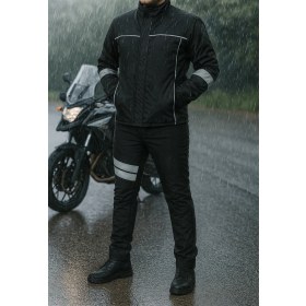 Resim DRC Outdoor Motorcu Kışlık Mont & Pantolon Takımı – Su ve Rüzgar Geçirmez, Elyaflı, Reflektörlü 