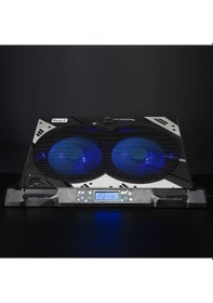 Resim Rush RC828 Ironice Çift Fanlı Led Aydınlatmalı Laptop Notebook Soğutucu 