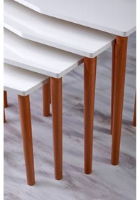 Resim Faymend Karaca 4lü Zigon Sehpa Servis Sehpa Yan Sehpa Açık Krem Aytaşi Açık Krem Aytaşı 