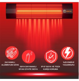 Resim Sunstar Dışmekan Halojen Soba Infrared Isıtıcı 2000W 