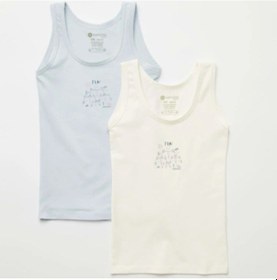 Resim Natuline Organik Atlet Likralı Fun Cat 2li Açık Mavi - Ekru-10999 Mavi 