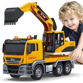 Resim Tıfıl Toys 1:12 Sürtmeli Sesli Işıklı 360 Derece Dönebilen Taşıyıcı Oyuncak Ekskavatör 