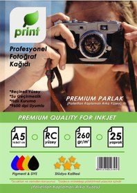 Resim PRİNT Epson L3151 Fotoğraf Kağıdı Premium Parlak 260 Gr A5 (15x21) 25 Yaprak 