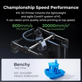 Resim Creality K1C 2025 3D Yazıcı, Aı Kamera Tesviye Özellikli 600 Mm/sn Hızlı 3D Yazıcı Geliştirilmiş Soğutma Sistemi, Karbon Fiber Filamentleri, Yeni Başlayanlar Için Ev Çocukları Model Oluşturma Okullar 