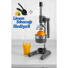 Resim Viatom Hediyeli Limon Sıkacağı ve Pressfit Sanayi Tipi Kollu Katı Meyve Presi Narenciye Sıkacağı 