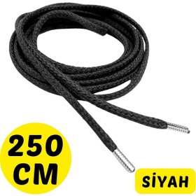 Resim Foottab 250 Cm Siyah Yuvarlak Bot Bağcığı, Fitilli Dayanıklı Sağlam Bağcık, Ayakkabı Bağcığı Bağı Ipi 