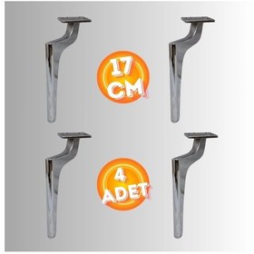Resim 17 Cm Metal Zirve Ayak Koltuk Ayağı Mobilya Ayağı Ünite Ayağı Konsol Ayağı Puf Berjer Ayağı 4 Adet Krom 