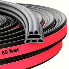 Resim 25.91 metre Evrensel Araba Kapı Contası Şeridi, Üç Katmanlı Kendinden Yapışkanlı Hava Koşullarına Dayanıklı Ses Geçirmez Conta Araba Pencereleri, Bagajlar ve Kaput için - Sentetik Kauçuk Malzeme 