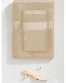 Resim 2 Parça Battal Lüks Premium Banyo Spa Havlu Takımı 90x170 Cm Bej Çok Renkli 