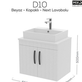 Resim Creavit D10 Next Lavabo Dolabı Kapaklı 65 Cm Beyaz Lake Kapak Beyaz - Siyah 