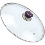 Resim Doğuş Tencere Sahan Tava Cam Kapağı Buhar Delikli Kapak 32 Cm Lacivert Tutma Tepesi 