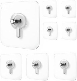 Resim Şeffaf Yapışkanlı Duvar Askısı 2 Adet 4’lü Set, Delme Gerektirmeyen Güçlü Tutucu Kanca, İz Bırakmaz, Suya Dayanıklı, Banyo Mutfak Ofis İçin Çok Amaçlı Kullanım 