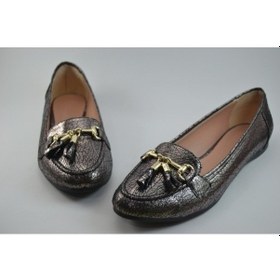 Resim Beety 9322 Platin Desenli Kadın Babet Ayakkabı Gri 