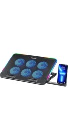 Resim Gaming M60 Laptop Soğutucu, Notebook Stand,10 Rgb Işık Kontrolü, 15.6-17 Inch, Hız Kontrolü, 6 Büyük Fan,telefon Standı, 2 USB 