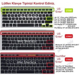 Resim Macbook Air Pro Klavye Koruyucu 13-15-17Inc İngilizcetürkçe Ustip Yeşil Pembe 