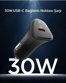 Resim Spigen 30w Usb-c Araç İçi Hızlı Şarj Aleti Samsung Pps Destekli Akım Korumalı Güç Adaptörü Çakmaklık İphone & Android & İpad Type-c Pd 3.0 Ev301 Black 