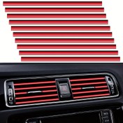 Resim 20 adet Araba Hava Havalandırma Dekoratif Şeritleri, Bükülebilir Kırmızı ve Siyah PVC/Deri Gibi İç Aksesuarlar Çoğu Hava Çıkışları için Esnek DIY Özelleştirilebilir Tasarım ile Gelişmiş Araç Estetiği 