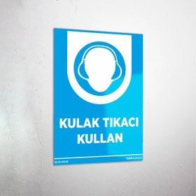 Resim Kulak Tıkacı Kullan Levhası - 40x60 cm / Kompozit 