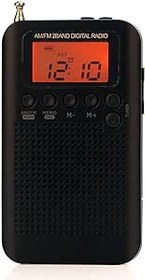 Resim HRD-104 Taşınabilir AM/FM Stereo Radyo Cep 2-Band Dijital Ayarlama Radyo Mini Alıcı Açık Radyo w/Kulaklık İpi 1.3 inç LCD Ekran 