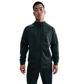 Resim Nike Therma-Fit Full-Zip Erkek Yeşil Antrenman Sweatshirt DQ4830-390 