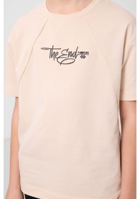 Resim Tommylife Bej Pamuklu Yumuşak Dokulu Oversize Baskılı Erkek Çocuk T-shirt - 11285 Bej 