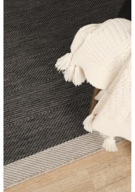 Resim Sisalux 3089 Antrasit Sisal Yuvarlak Sisal Dokuma Jüt Kilim Hav Toz Vermez Mutfak Oturma Odası Halısı Antrasit 