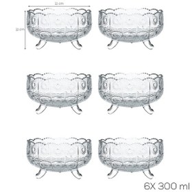 Resim Porsima Rygx074-1 Dream Bowl 6lı Ayaklı Cam Kase Puding Tatlı Ve Dondurma Kasesi Lokumluk Şekerlik Kase Seti Çerez Kasesi 11x11cm Şeffaf 