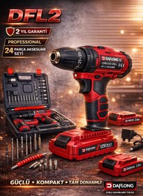 Resim DAFLONG PRO METAL SANZUMAN BAKIR SARGILI ÇİFT AKÜLÜ ŞARJLI DARBELİ MATKAP DFL-2 