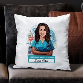 Resim Karikatürlü En İyi Kadın Anestezi Uzmanı Yastık 