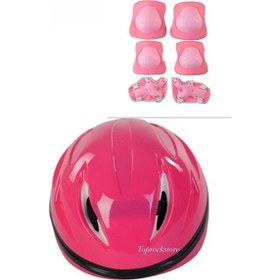 Resim Çocuk Kask Dizlik Dirseklik Seti 7 Parça Pembe 