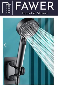 Resim FAWER 5 Fonksiyonlu Siyah Yapışkan Mafsallı Duş Seti Duş Başlığı 