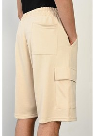 Resim R-4374 Bel Lastikli Kargo Cep Dalgıç Şort Taş 