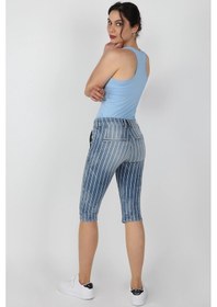 Resim Kadın Çizgili Capri Lzr Ağart Mavi 