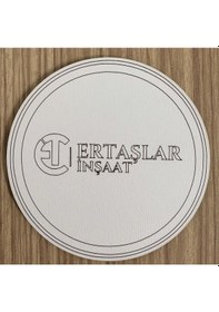 Resim 10'lu Kişiye / Şirkete Özel Logolu Bardak Altlığı Seti Lazer Kesim Kurumsal Hediye 9 Cm Beyaz 