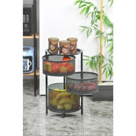 Resim Evistro Tezgah Üstü 3 Katlı Metal Açılır Kapanır Paslanmaz Sebzelik Antrasit 