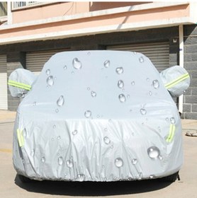 Resim Sones Peva Toz Önleyici Su Geçirmez Güneş Geçirmez Sedan Araba Kılıfı, Uyarı Şeritleri İle, 5,1 M Uzunluğa Kadar Arabalara Uyum Sağlar 