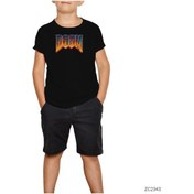Resim Doom Vintage Siyah Çocuk Tişört Siyah 