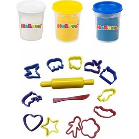 Resim 3 Adet Oyun Hamuru + Oyun Hamuru İçin Merdane Ve Kalıp Seti Play Dough 