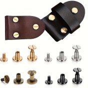 Resim 10 Set DIY Metal Düz Başlı Perçinler, Sabit Vidalarla 8mm, Suni Deri El Sanatları Metal Perçinler 