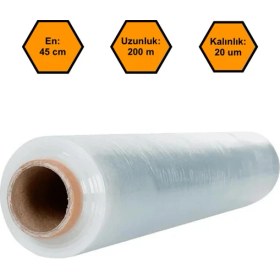 Resim 45 cm x 200 Metre Streç Film, 20 Micron Kalınlık 