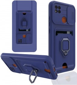 Resim AQUA AKSESUAR Xiaomi Redmi 9c Kılıf Ipli Ve Lens Korumalı Renkli Yüzüklü Askılı Telefon Kılıfı - Lacivert 