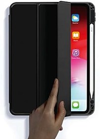 Resim Elfia iPad Air 10.9 2022 (5.Nesil) ile Uyumlu Arkası Şeffaf Kalem Bölmeli Uyku Modlu Darbe Korumalı Tank Kılıf Pembe 